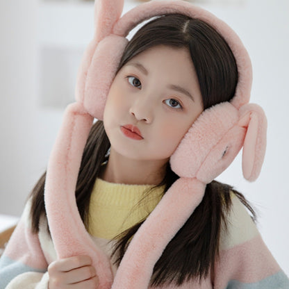 Cute Movable Rabbit-ear Warm Earflap Hat