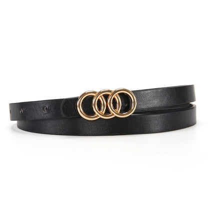 Women's Belt White Three-circle Simple All-matching Jeans