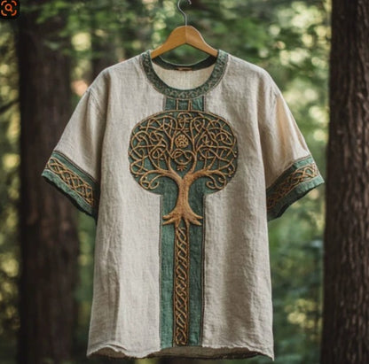 Summer Men's Linen Short Sleeve Loose Casual Sweatshirt
