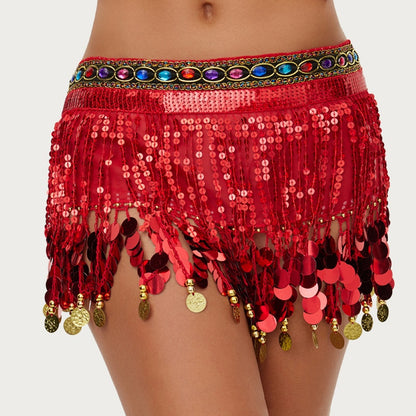 Belly Dance Sequin Fringe Waist Scarf Indian Dance Performance Belt