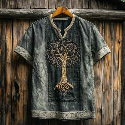 Summer Men's Linen Short Sleeve Loose Casual Sweatshirt