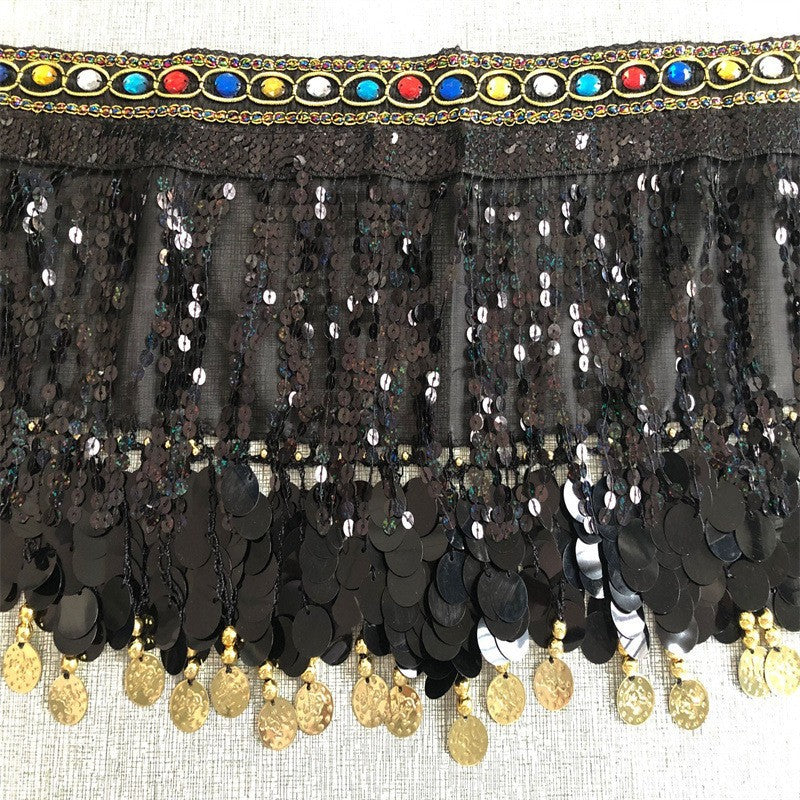 Belly Dance Sequin Fringe Waist Scarf Indian Dance Performance Belt
