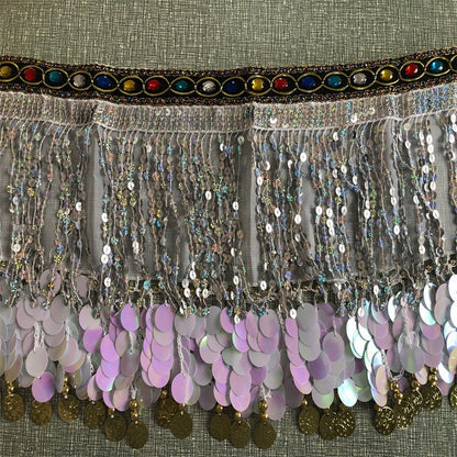 Belly Dance Sequin Fringe Waist Scarf Indian Dance Performance Belt